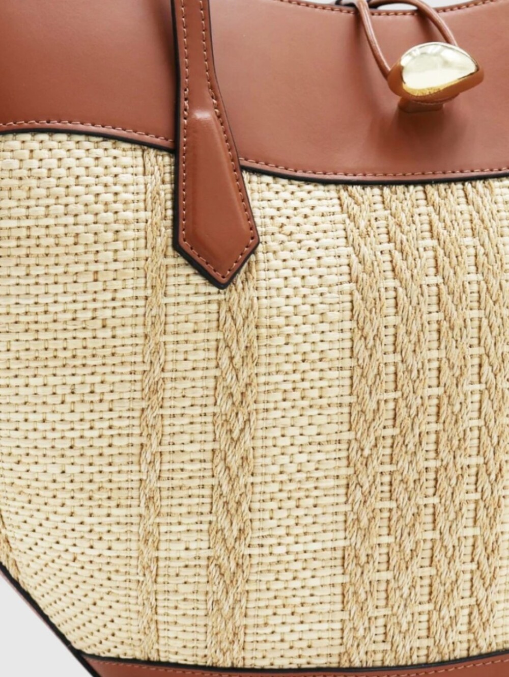 EUC Cheval Firenze Woven Raffia And Leather Tote Bag - Picture 4 of 8